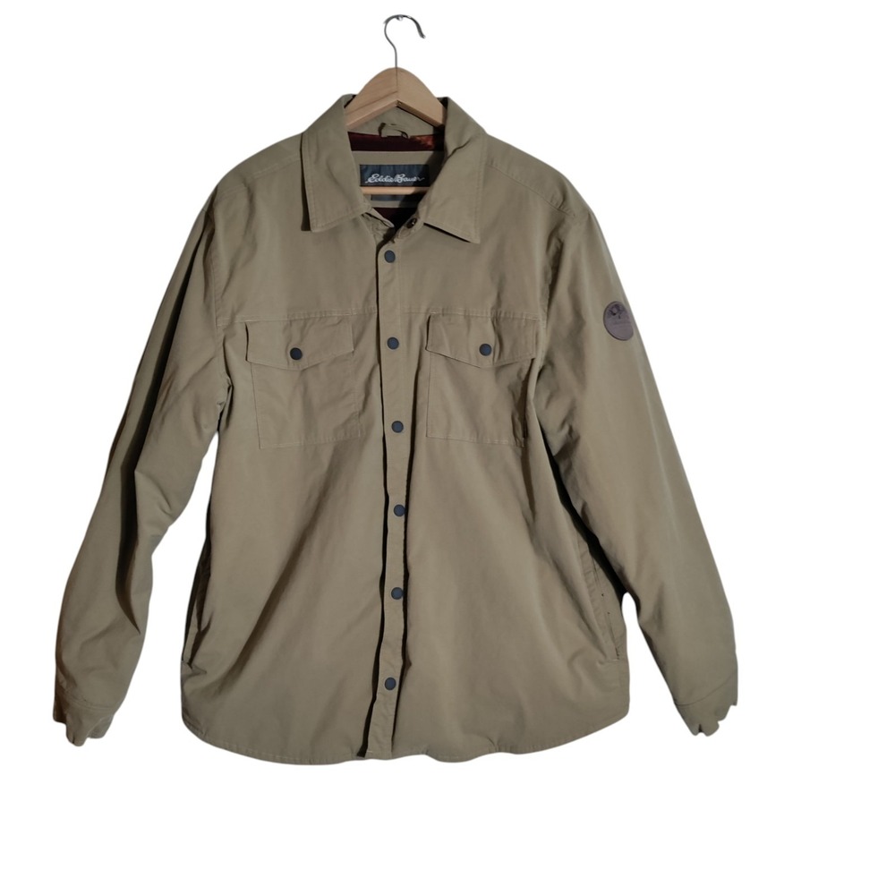 Eddie Bauer Jacket Men XL Fleece Aztec Print Lined Snap Shacket‎ Jacket